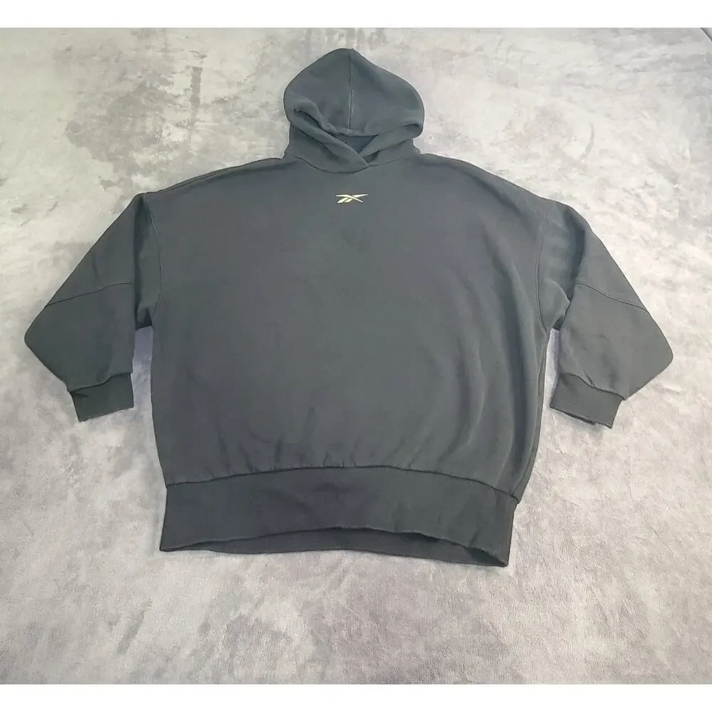 Reebok Women's Sz M Lux 24k Gold Fleece Sweatshirt Hoodie Winter C12-9 - Picture 2 of 10